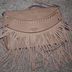 GUESS Beige Fringe Wristlet